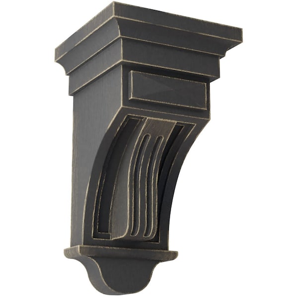 Ekena Millwork 5 1/2"W x 5 1/2"D x 10"H Raised Fluting Wood Vintage Decor Corbel, Black - CORWD05X05X10RABL