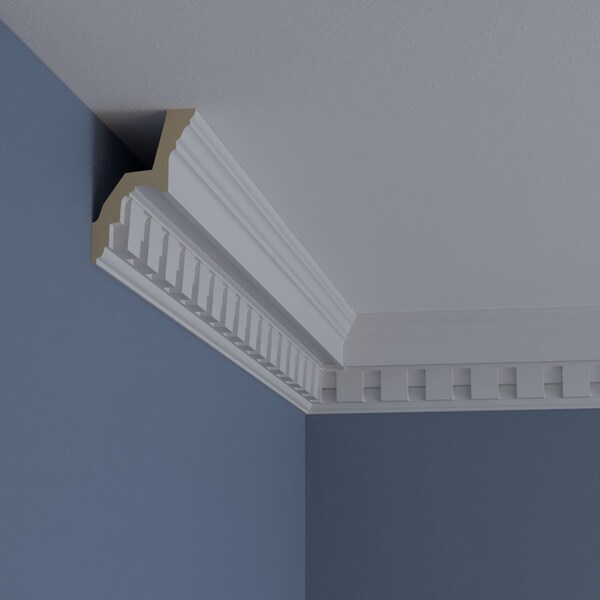 Ekena Millwork 2 7/8"H x 2 5/8"P x 3 3/4"F x 94 1/2"L Dentil Crown Moulding - MLD03X02X04DE