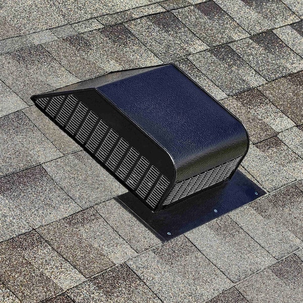 Gaf Master Flow 60 sq. in. NFA Galvanized Slant Back Roof Louver Static Vent in Black with Weather Filter - SSB960GWFBL