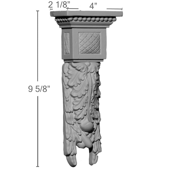 Ekena Millwork 4"W x 2 1/8"D x 9 5/8"H Hampshire Medium Drop Corbel - COR04X02X09HA