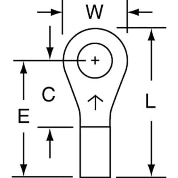 Terminal de anillo no aislado de calibre 16-14 AWG para perno #8, paquete de 1000 unidades - M14-8R/LK