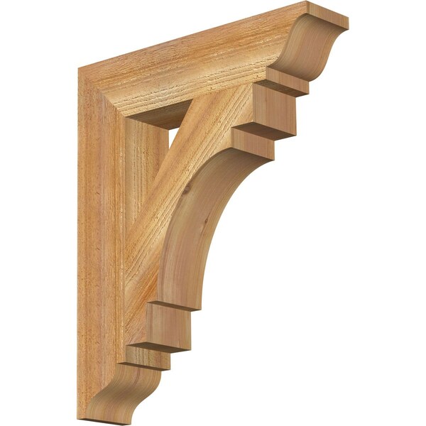Ekena Millwork Merced Traditional Rough Sawn Bracket, Western Red Cedar, 4"W x 18"D x 22"H - BKT04X18X22MRC01RWR
