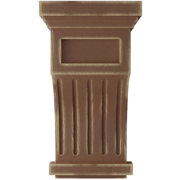 Ekena Millwork 7"W x 7 1/2"D x 13"H Fluted Wood Vintage Decor Corbel, Weathered Brown - CORWD07X07X13FLBR