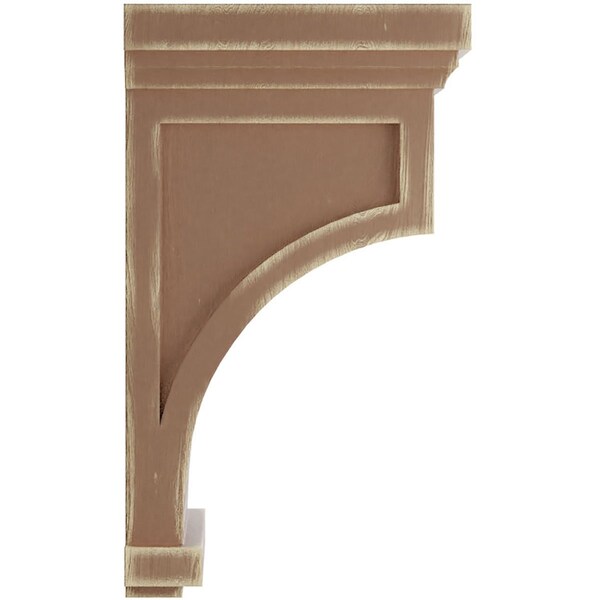 Ekena Millwork 7"W x 7 1/2"D x 13"H Fluted Wood Vintage Decor Corbel, Weathered Brown - CORWD07X07X13FLBR