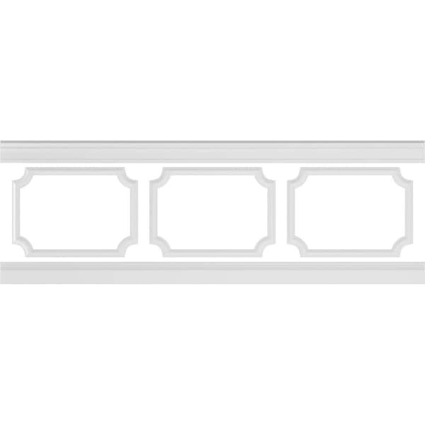 Ekena Millwork 94 1/2"L (Adjustable 32"H to 36"H) Ashford Scalloped Panel Traditional Wainscot Paneling Kit - WPKUSC071P032