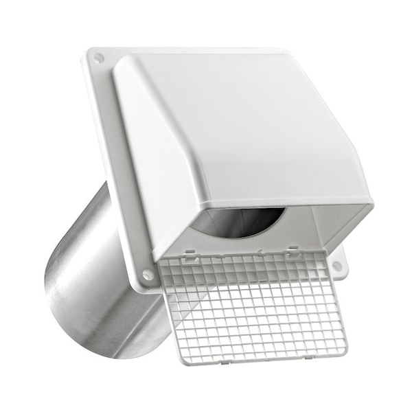 Lambro Air Intake Louver Vent, 6 in Dia, Plastic, White - 606WTP
