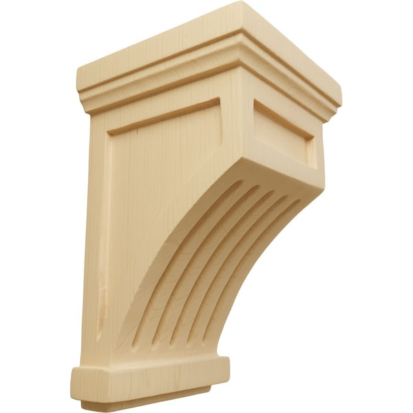 Ekena Millwork 4 1/4"W x 4 1/4"D x 7"H Fluted Corbel, Alder - COR04X04X07FLAL