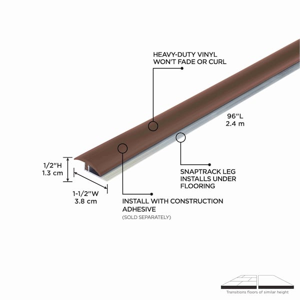 M-D Building Products 1-1/4 In. X 96 In. Brown Vinyl Divider In.T In. w/ Metal Track - 31220