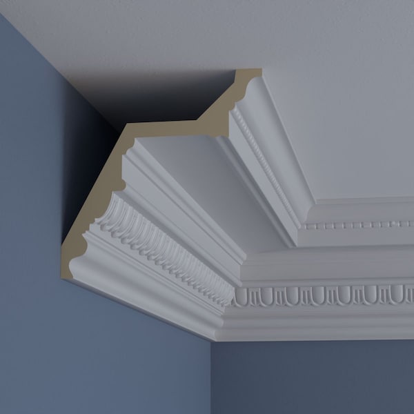 Ekena Millwork 7 3/8"H x 7 1/4"P x 10 1/4"F x 94 1/2"L, (1 1/2" Repeat) Bedford Beaded Crown Moulding - MLD07X07X10BE