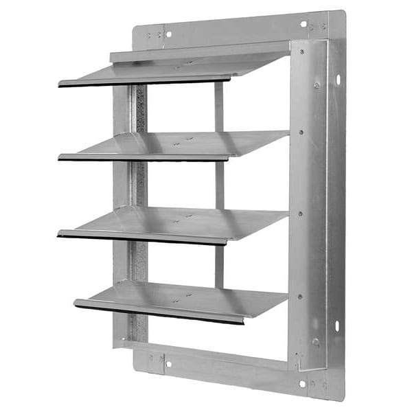 Dayton 12 in 15"H-W 6"L Aluminum Wall Backdraft Dampr, 12-1/2 in x 12-1/2 in, Aluminum - 2C518