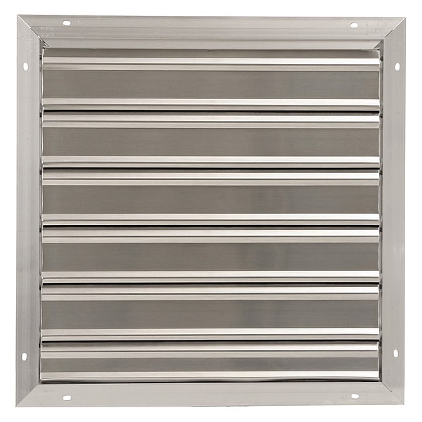 Dayton 24 in 27"H-W 5.75"L Alu Wall Exhaust Shutter, 24-1/2 in x 24-1/2 in, Aluminum - 2FTW6