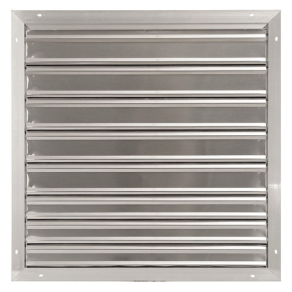 Dayton 30 in 33"H-W 5.75"L Alu Wall Backdraft Dampr, 30-1/2 in x 30-1/2 in, Aluminum - 2FTX1