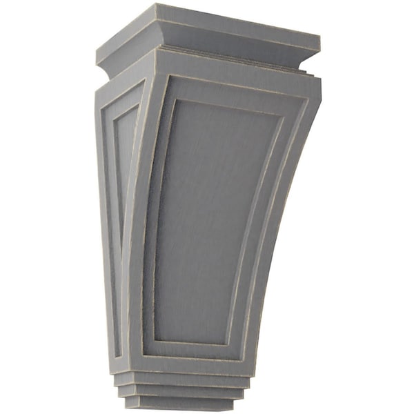 Ekena Millwork 6"W x 4 3/4"D x 12"H Arts and Crafts Wood Vintage Decor Corbel, Pebble Grey - CORWD06X04X12ARPG