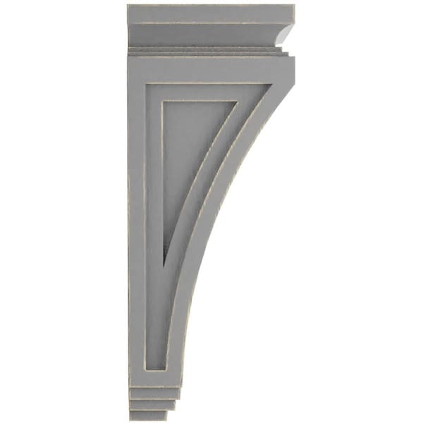 Ekena Millwork 6"W x 4 3/4"D x 12"H Arts and Crafts Wood Vintage Decor Corbel, Pebble Grey - CORWD06X04X12ARPG