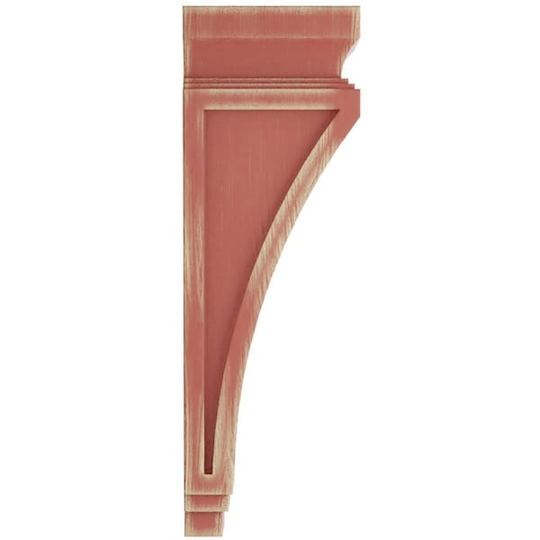 Ekena Millwork 3 7/8"W x 4 1/2"D x 14"H Arts and Crafts Wood Vintage Decor Corbel, Salvage Red - CORWD03X04X14ARRD