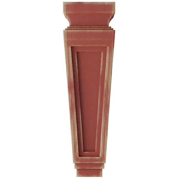 Ekena Millwork 3 7/8"W x 4 1/2"D x 14"H Arts and Crafts Wood Vintage Decor Corbel, Salvage Red - CORWD03X04X14ARRD