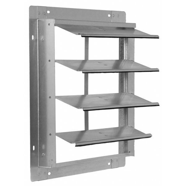 Dayton Wall Backdraft Damper, Vertical Mount, 24 in Dia Fan, 27 in H x 27 in W x 6-1/4 in D, 2000 fpm - 2C523