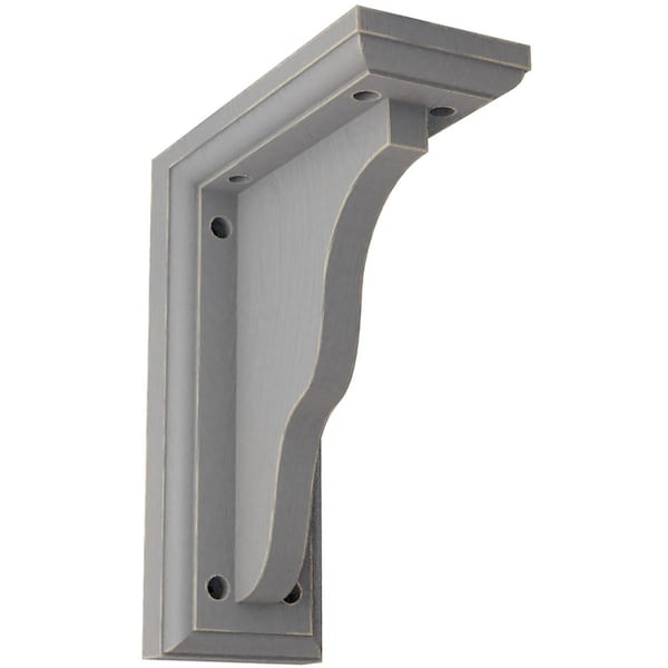 Ekena Millwork 3 1/2"W x 7"D x 9"H Hamilton Traditional Wood Vintage Decor Bracket, Pebble Grey - BKTWD03X07X09HAPG