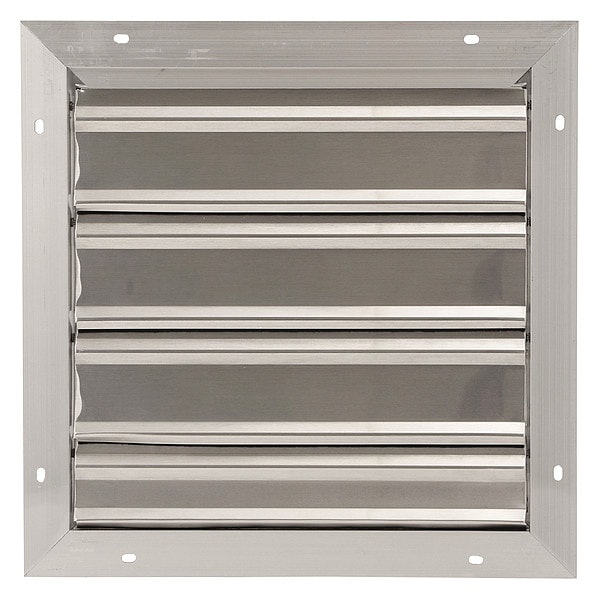 Dayton 16 in 19"H-W 5 1/4"L Aluminum Backdraft Damper, 16-1/2 in x 16-1/2 in, Aluminum - 3HHN6