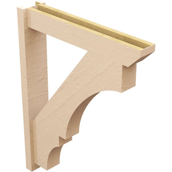 Ekena Millwork 6-in W x 32-in D x 40-in H Balboa Slat Rough Cedar Woodgrain TimberThane Outlooker, Primed Tan - OUTUR060X32X40BOA24RCPR