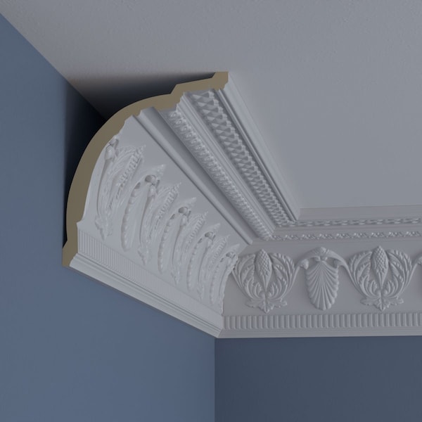 Ekena Millwork 6 3/4"H x 5 7/8"P x 8 7/8"F x 94 1/2"L, (6 1/2" Repeat), Harvest Crown Moulding - MLD06X05X08HA