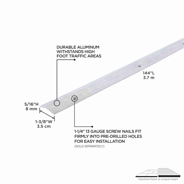 M-D Building Products Aluminum, Silver, 144 in L, 1.375 in W - 06940