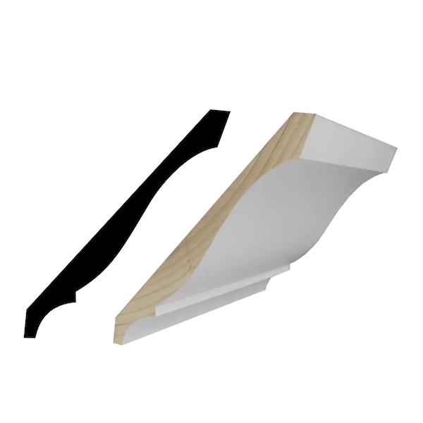 Reso Radiata pine, White, 96 in L, 0.68 in H, 5.5 in W, Primed - RMC-M45-96-20
