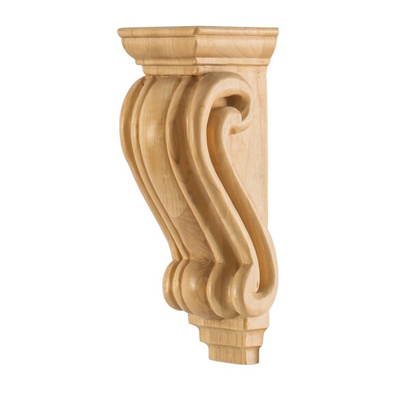 Hardware Resources 2-9/16" Wx2-7/16"Dx7"H Rubberwood Scrolled Corbel - CORC-PRW