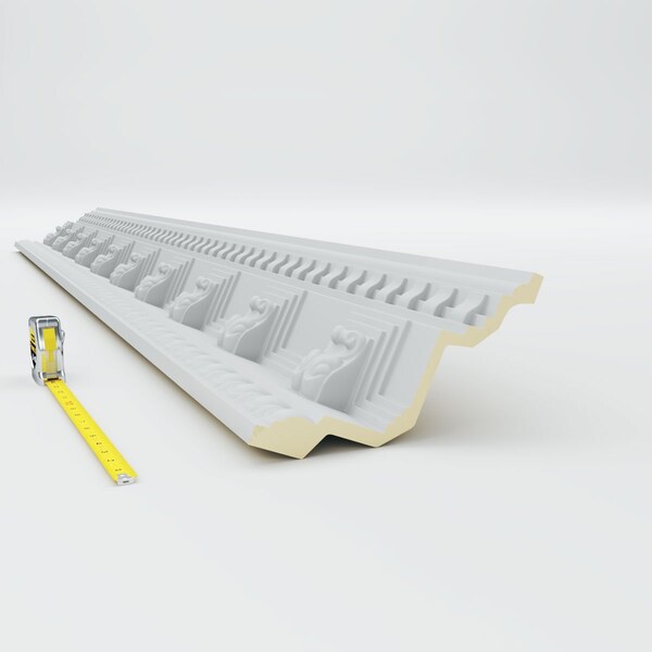 Ekena Millwork 9"H x 9"P x 12 1/2"F x 94 1/2"L, Rosetta Crown Moulding - MLD08X09X12RO