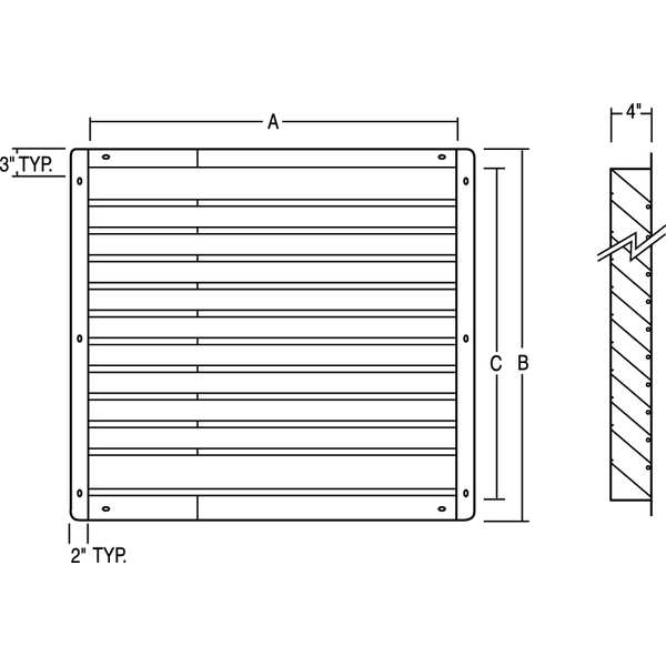 Dayton Louver, Intake, 24-36 In, Aluminum - 4F958