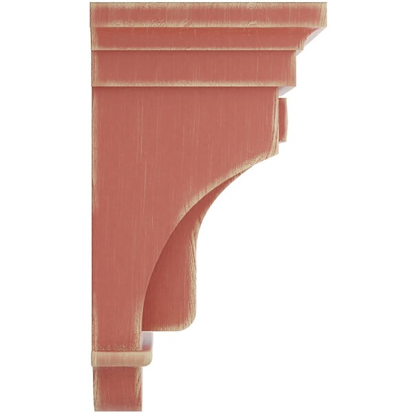 Ekena Millwork 5 1/2"W x 5 1/2"D x 10"H Raised Fluting Wood Vintage Decor Corbel, Salvage Red - CORWD05X05X10RARD