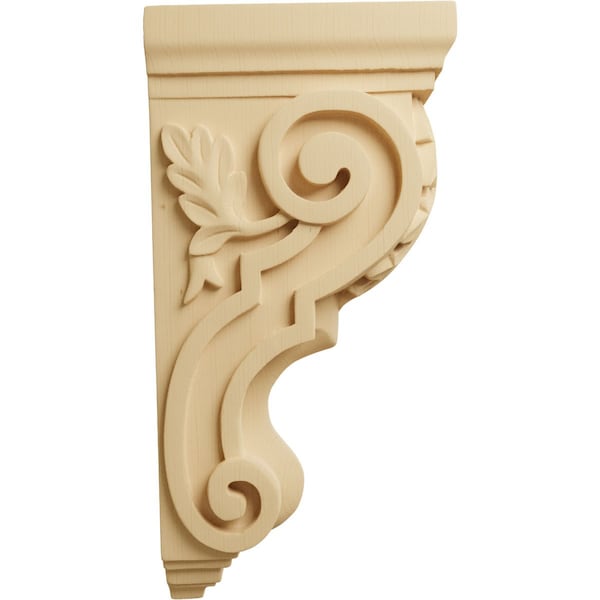Ekena Millwork 5"W x 7"D x 14"H Large Traditional Acanthus Corbel, Alder - CORW05X07X14TAAL