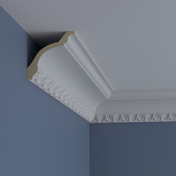 Ekena Millwork 4 1/8"H x 4 1/8"P x 5 3/4"F x 94 1/2"L Shell Crown Moulding - MLD04X04X06SH
