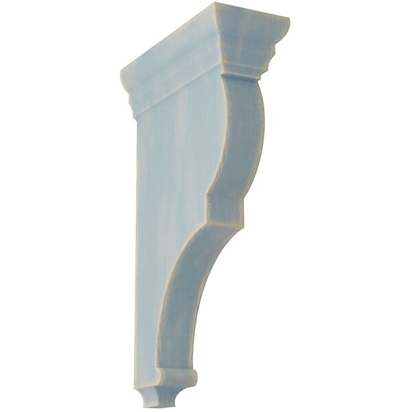 Ekena Millwork 3 1/2"W x 7 1/2"D x 14"H Extra Large Rojas Wood Vintage Decor Corbel, Driftwood Blue - CORWD03X07X14RJBU