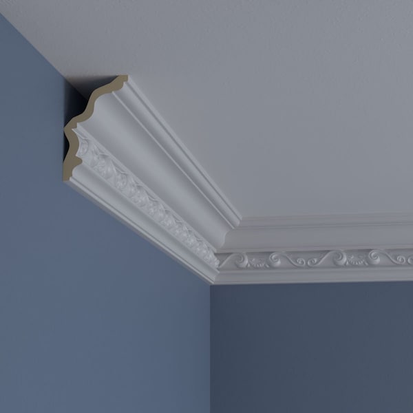 Ekena Millwork 3 7/8"H x 2 3/8"P x 4 5/8"F x 94 1/2"L, (6 1/4" Repeat), Caputo Crown Moulding - MLD03X02X04CA