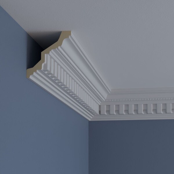 Ekena Millwork 4"H x 3 7/8"P x 5 1/2"F x 94 1/2"L Kepler Dentil with Bead Crown Moulding - MLD04X04X05KP