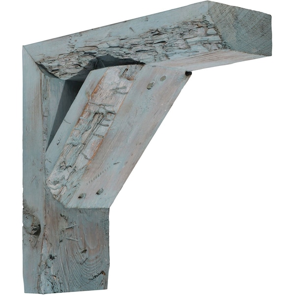 Ekena Millwork 3 1/2"W x 18"D x 18"H Vintage Farmhouse Bracket, Barnwood Decor Collection, Driftwood Blue - BKTB03X18X18TRBU