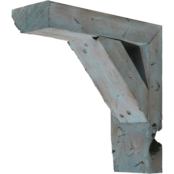 Ekena Millwork 3 1/2"W x 18"D x 18"H Vintage Farmhouse Bracket, Barnwood Decor Collection, Driftwood Blue - BKTB03X18X18TRBU