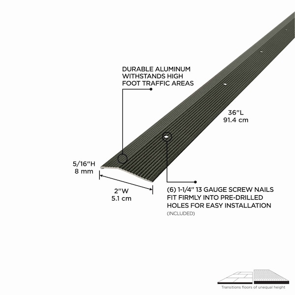 M-D Building Products Aluminum, Mocha, 36 in L, 2 in W - 43366