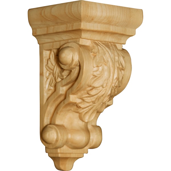 Osborne Wood Products 6 x 3 x 2 3/4 Carpi Corbel with Acanthus Leaves in Red Oak - 8002O