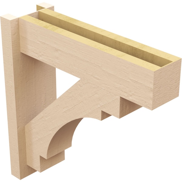 Ekena Millwork 8-in W x 36-in D x 40-in H Merced Block Rough Cedar Woodgrain TimberThane Outlooker, Primed Tan - OUTUR080X36X40MRC44RCPR