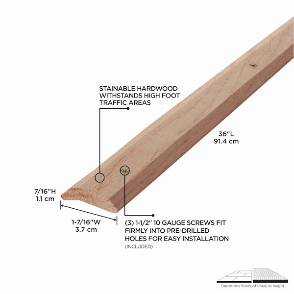M-D Building Products Hardwood, Unfinished, 36 in L, 1.4375 in W - 85357