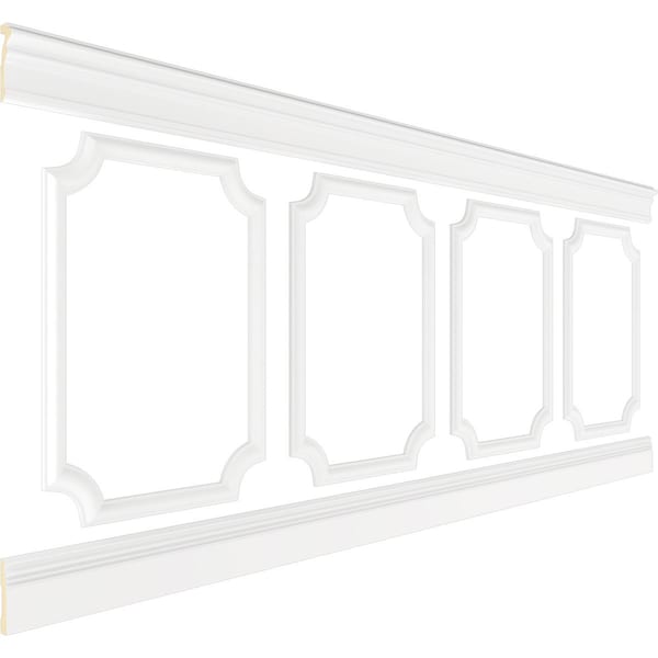 Ekena Millwork 94 1/2"L (Adjustable 40"H to 44"H) Ashford Scalloped Panel Traditional Wainscot Paneling Kit - WPKUSC031P040