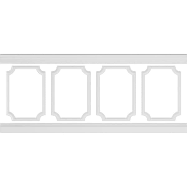 Ekena Millwork 94 1/2"L (Adjustable 40"H to 44"H) Ashford Scalloped Panel Traditional Wainscot Paneling Kit - WPKUSC031P040