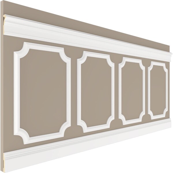 Ekena Millwork 94 1/2"L (Adjustable 40"H to 44"H) Ashford Scalloped Panel Traditional Wainscot Paneling Kit - WPKUSC031P040