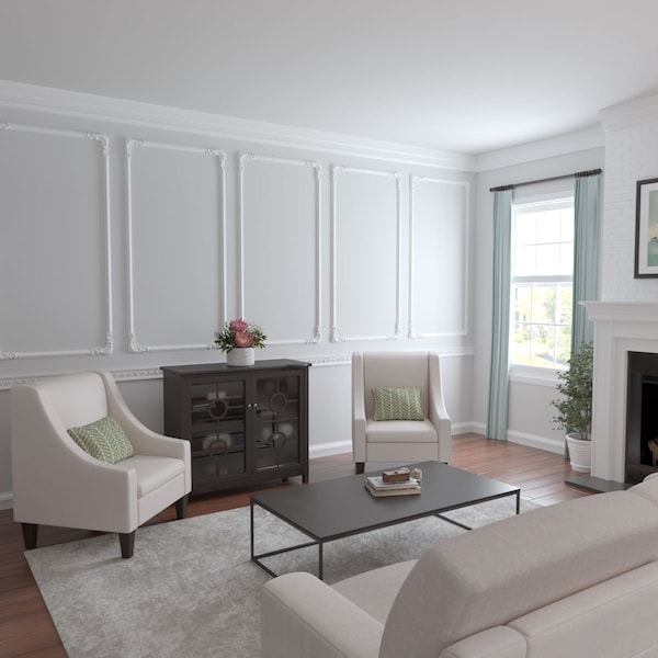 Ekena Millwork 31-in. W x 62-in. H Ashford Panel Moulding Kit Double Panel - PMLKAS31X62B