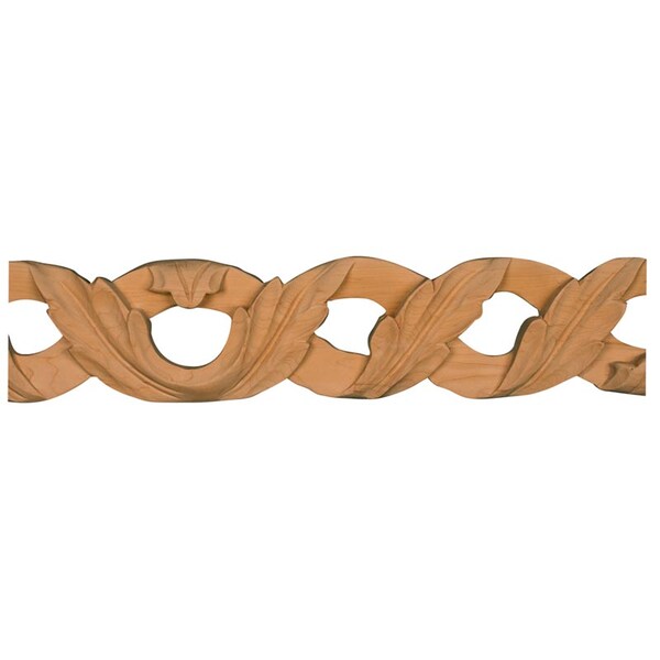 Osborne Wood Products 3 1/2 x 1 x 96 Pierced Acanthus Leaf Moulding in Basswood - 891938BAS