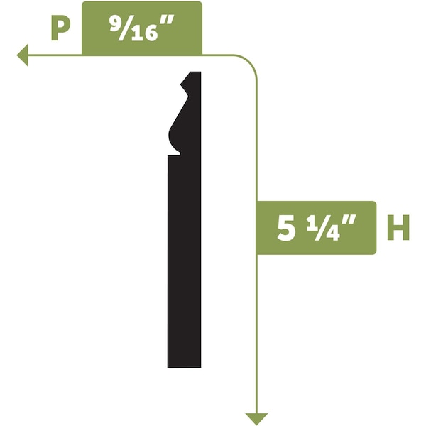 Ekena Millwork WM610 - 5 1/4"H x 9/16"D x 144"L Baseboard Flexible Moulding - BBDFWM610X144