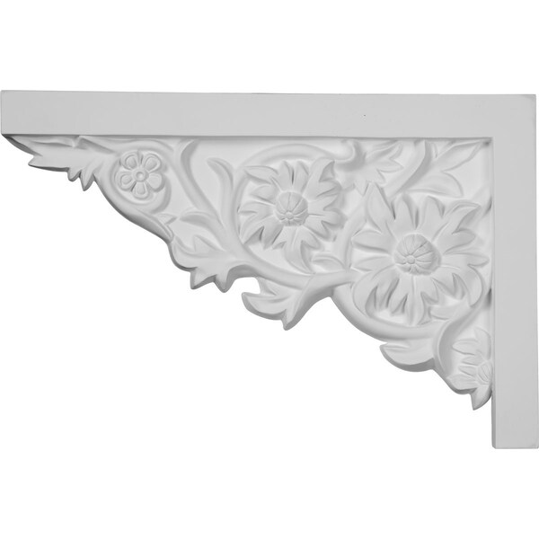 Ekena Millwork 11 3/4"W  x 7 7/8"H x  3/4"P Floral Large Stair Bracket, Left - SB11X07FL-L