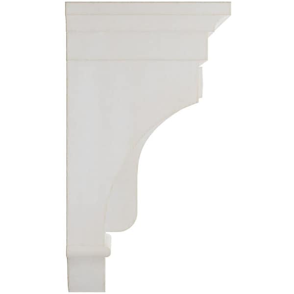 Ekena Millwork 6 1/2"W x 6 1/2"D x 12"H Raised Fluting Wood Vintage Decor Corbel, Chalk Dust White - CORWD06X06X12RAWH